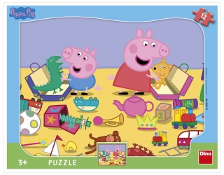 Puzzle deskové Peppa Pig si hraje Prasátko Peppa/Peppa Pig 12dílků 37x29cm ve fólii