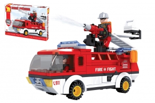 Stavebnice Dromader auto hasiči 192 dílků v krabici 35x25x5,5cm