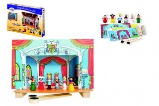 Divadlo Popelka magnetické dřevěné s figurkami v krabici 33,5x23x3,5cm