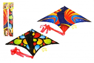 Drak létající plast 61x114cm barevný 2 druhy v sáčku 10x60cm