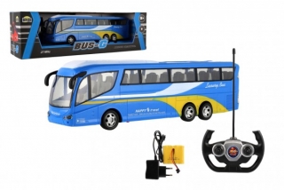 Autobus RC plast 33cm 27MHz + dobíjecí pack se světlem v krabici 46x14x14cm