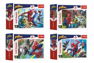 Minipuzzle 54 dílků Spidermanův čas 4 druhy v krabičce 9x6,5x4cm 40ks v boxu