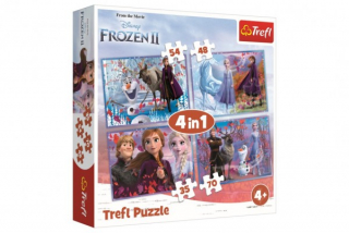 Puzzle 4v1 Ledové království II/Frozen II  v krabici 28x28x6cm