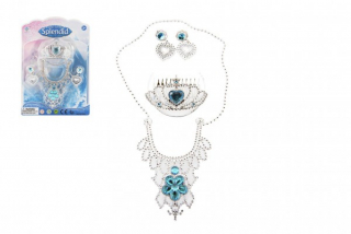 Sada krásy princezna korunka+náhrdelník+náušnice plast na kartě 18x25x3cm